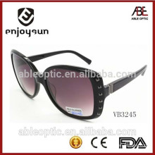 lady big size acetate frame fashion sunglasses with nice metal decorated frame